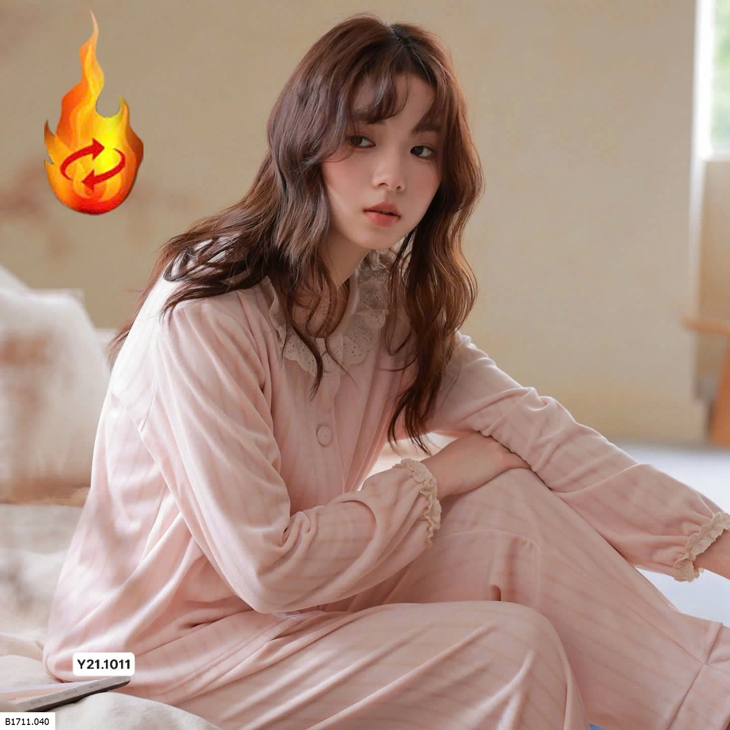 Bộ đồ ngủ cashmere thu, đông  Giá sỉ 275k