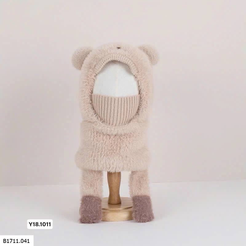 MŨ GẤU LÔNG DỄ THƯƠNG KÈM KHẨU TRANG   Giá sỉ 110k