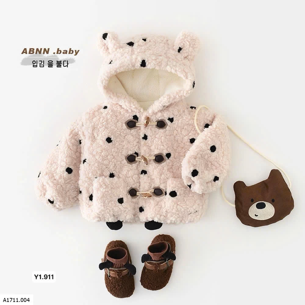 ÁO KHOÁC LÔNG TAI GẤU CHO BÉ  Giá sỉ 315k