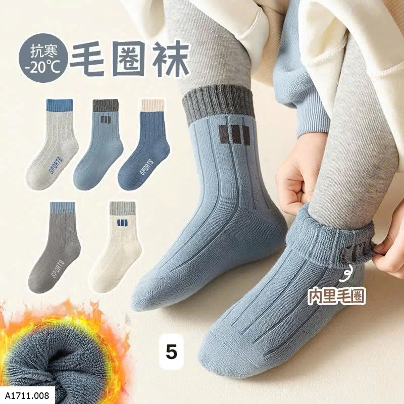 SET 5Đ TẤT CỔ DÀY ĐẠI HÀN CHO BÉ   Giá sỉ 50k/s 5 đôi 