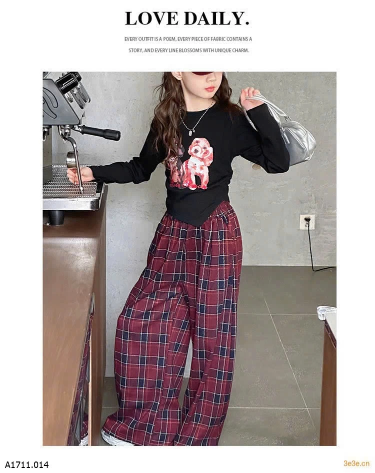 ÁO CROPTOP VẠT CHÉO & QUẦN SUÔNG CARO BG  Giá sỉ áo #145k quần #185k