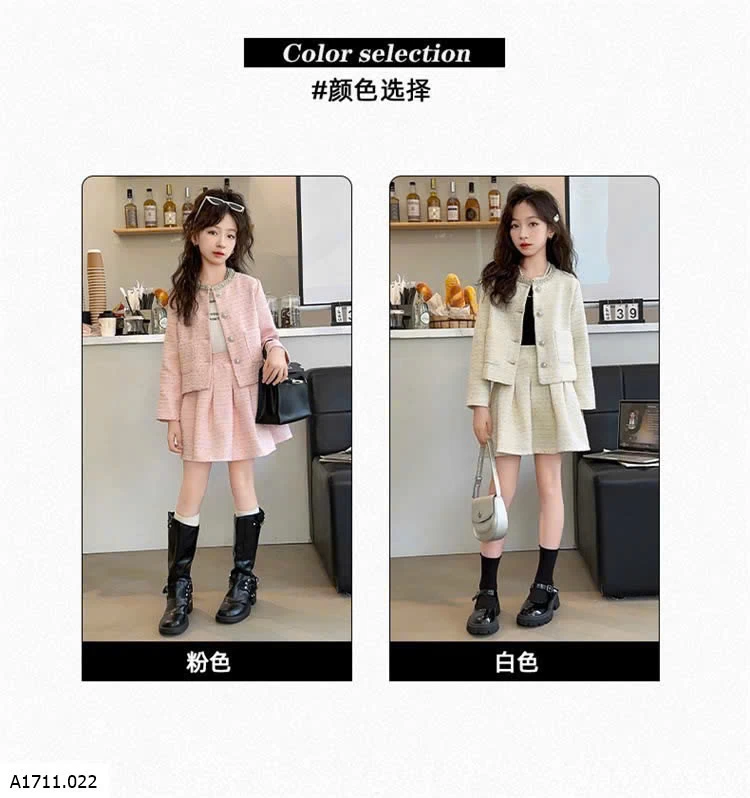 SET VÁY DẠ CHO BÉ GÁI   Giá sỉ 350k