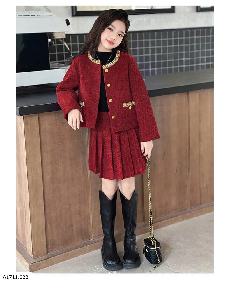 SET VÁY DẠ CHO BÉ GÁI   Giá sỉ 350k