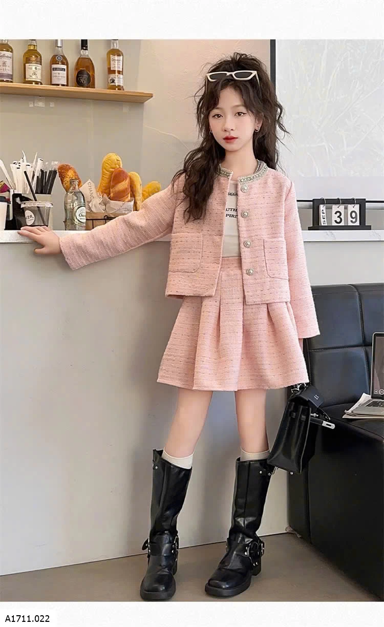 SET VÁY DẠ CHO BÉ GÁI   Giá sỉ 350k