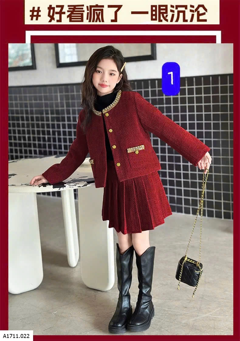 SET VÁY DẠ CHO BÉ GÁI   Giá sỉ 350k