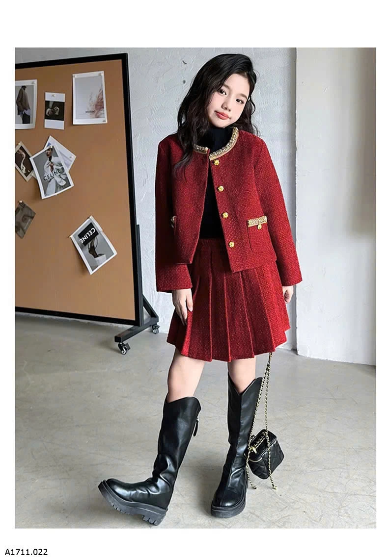 SET VÁY DẠ CHO BÉ GÁI   Giá sỉ 350k