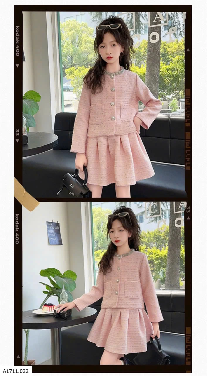 SET VÁY DẠ CHO BÉ GÁI   Giá sỉ 350k