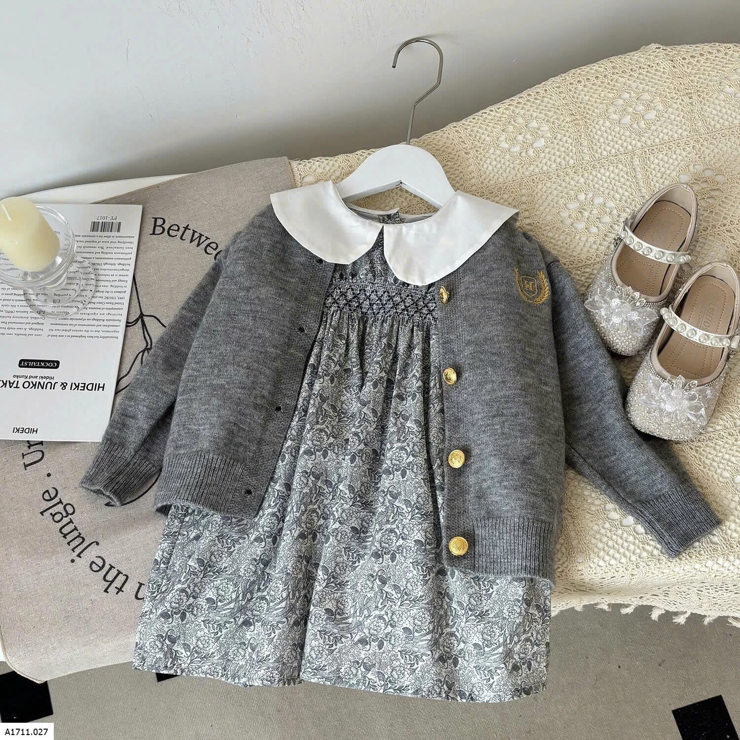 Set váy công chúa mix cardigan bé gái  Giá sỉ 225k/s