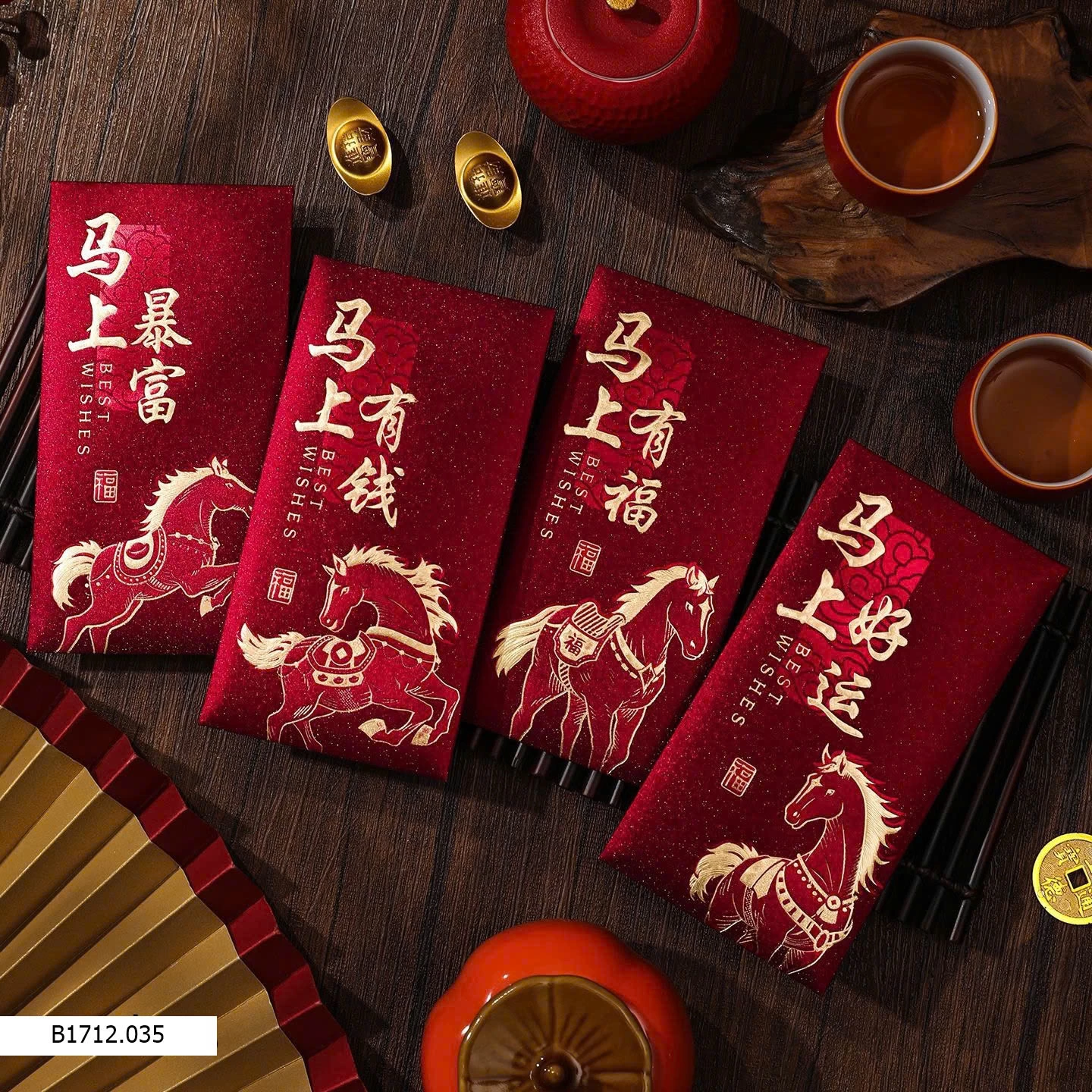 COMBO 30 PHONG BAO LÌ XÌ NGỰA ĐỎ 2026 NEW  Giá sỉ 50k/set 30c