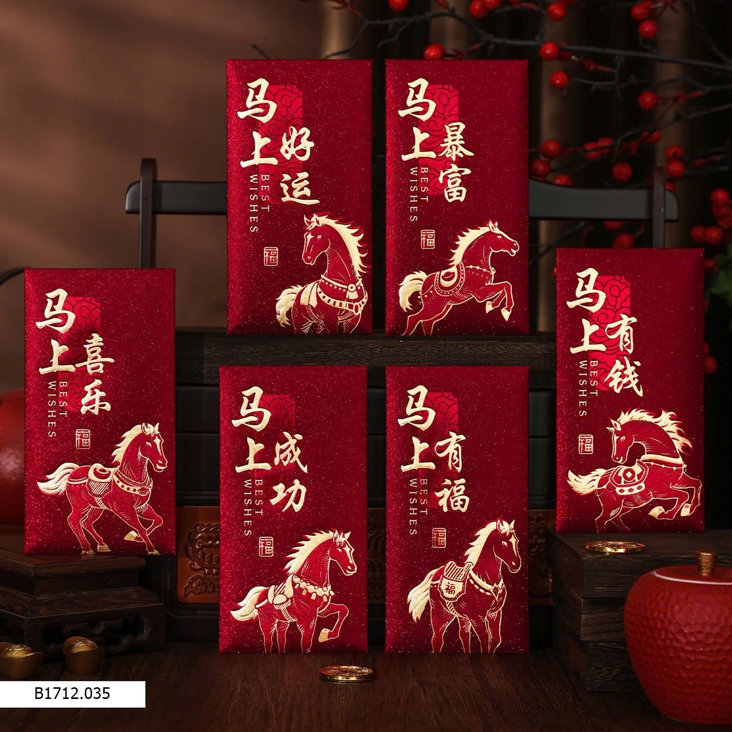 COMBO 30 PHONG BAO LÌ XÌ NGỰA ĐỎ 2026 NEW  Giá sỉ 50k/set 30c