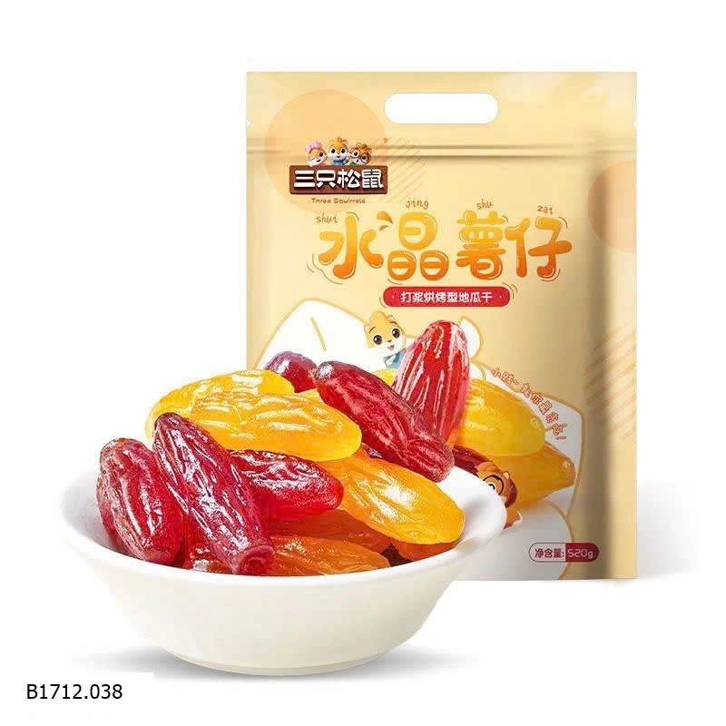 KHOAI LANG HỮU CƠ SẤY DẺO HÃNG BA CON SÓC  Giá sỉ 105k/kg