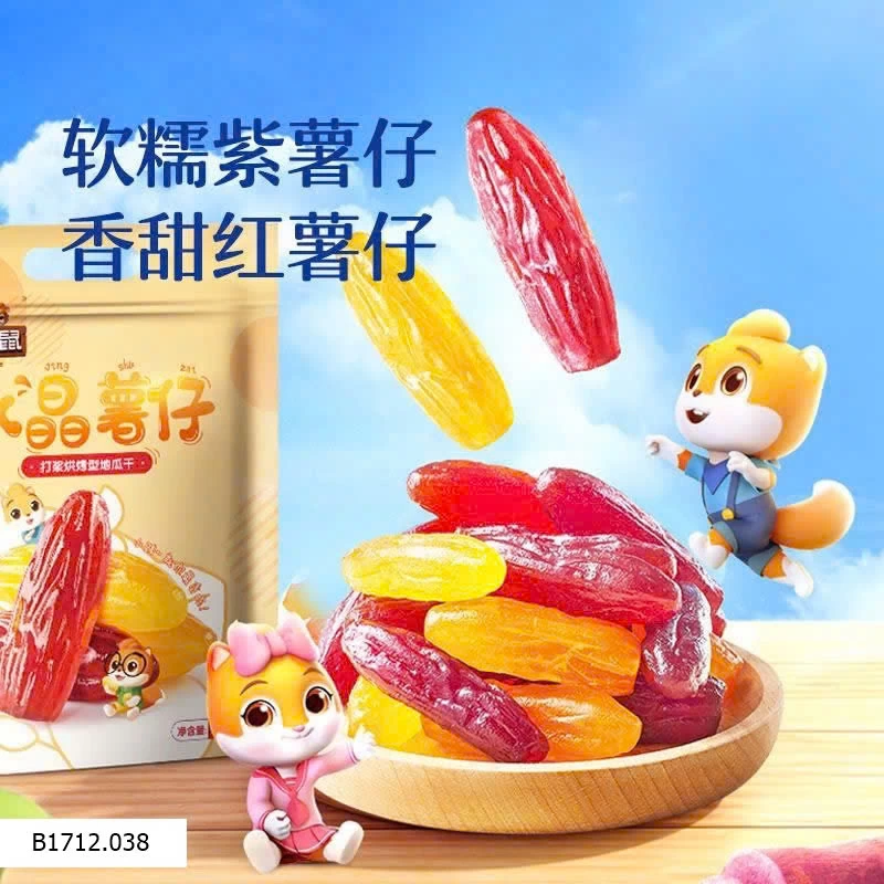 KHOAI LANG HỮU CƠ SẤY DẺO HÃNG BA CON SÓC  Giá sỉ 105k/kg