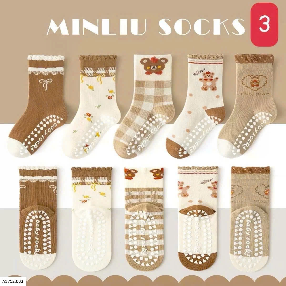 SET 5Đ TẤT CHỐNG TRƠN NHÀ MINLIU  Giá sỉ 90ka/s