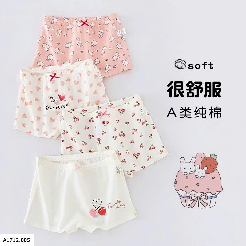SET 4 QUẦN CHÍP ĐÙI CO BÉ GÁI  Giá sỉ 90ka