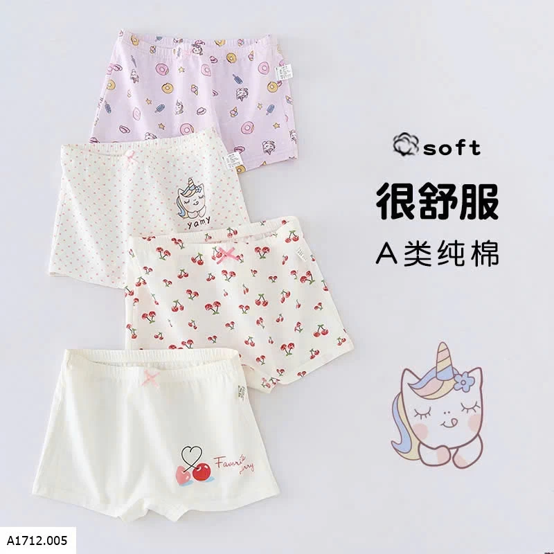 SET 4 QUẦN CHÍP ĐÙI CO BÉ GÁI  Giá sỉ 90ka