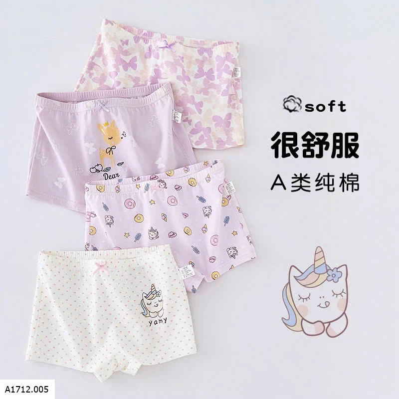 SET 4 QUẦN CHÍP ĐÙI CO BÉ GÁI  Giá sỉ 90ka