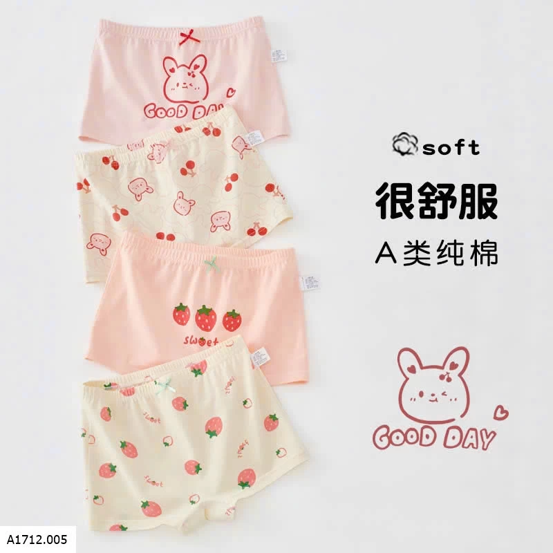 SET 4 QUẦN CHÍP ĐÙI CO BÉ GÁI  Giá sỉ 90ka