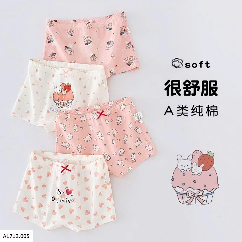 SET 4 QUẦN CHÍP ĐÙI CO BÉ GÁI  Giá sỉ 90ka