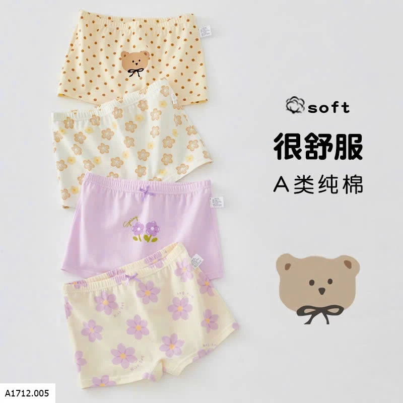 SET 4 QUẦN CHÍP ĐÙI CO BÉ GÁI  Giá sỉ 90ka