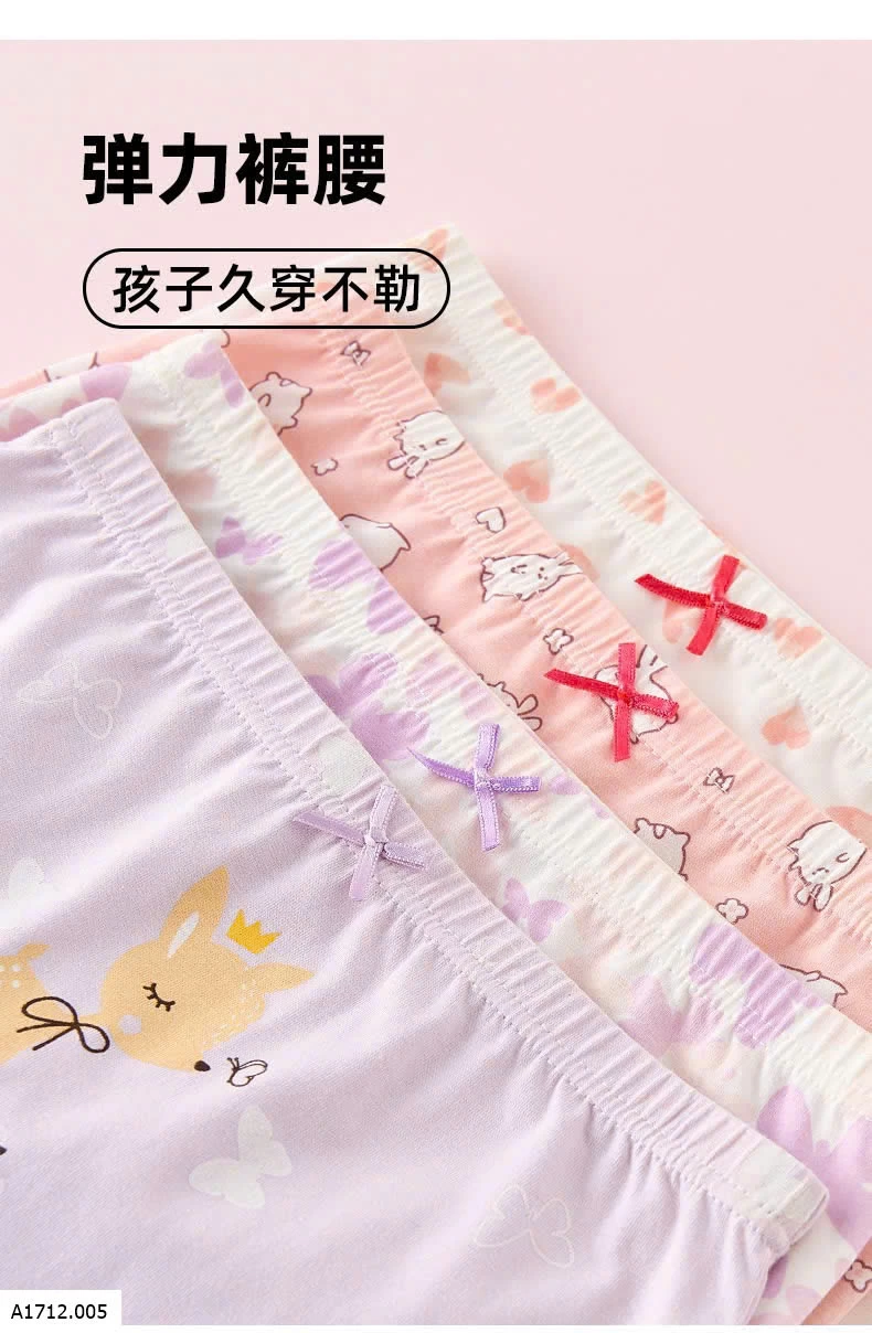 SET 4 QUẦN CHÍP ĐÙI CO BÉ GÁI  Giá sỉ 90ka