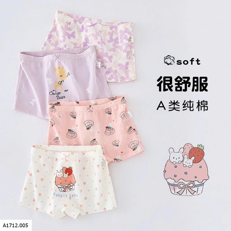SET 4 QUẦN CHÍP ĐÙI CO BÉ GÁI  Giá sỉ 90ka