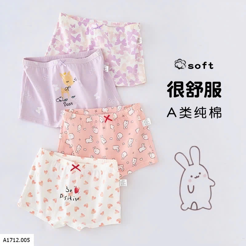 SET 4 QUẦN CHÍP ĐÙI CO BÉ GÁI  Giá sỉ 90ka