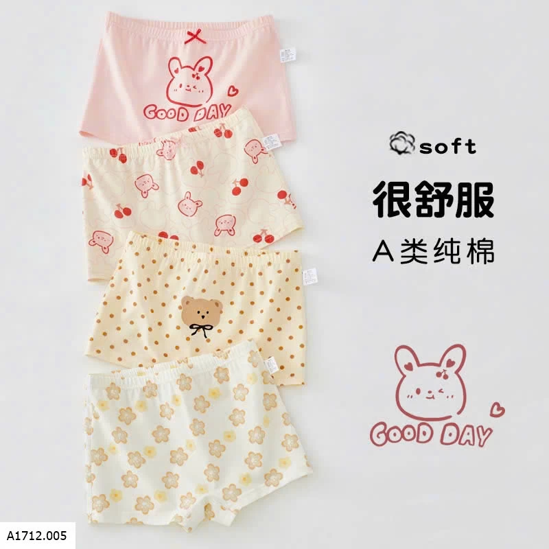 SET 4 QUẦN CHÍP ĐÙI CO BÉ GÁI  Giá sỉ 90ka