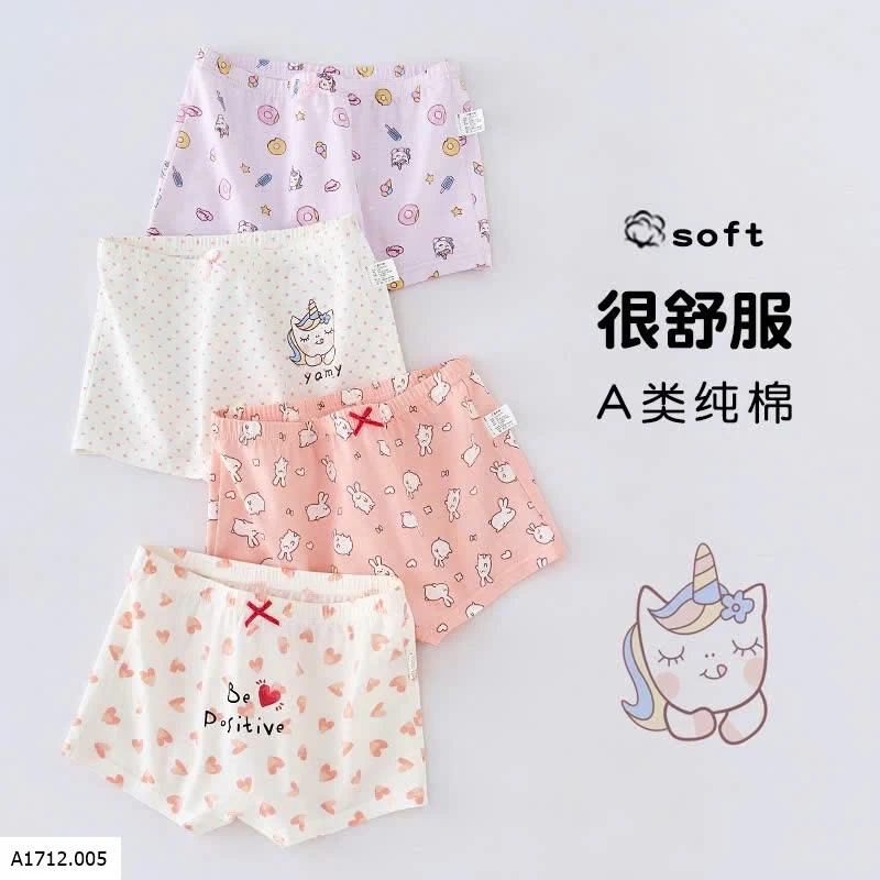 SET 4 QUẦN CHÍP ĐÙI CO BÉ GÁI  Giá sỉ 90ka