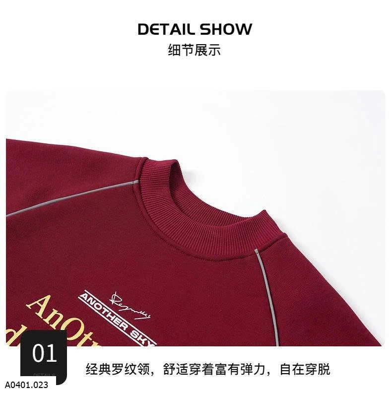 ÁO NỈ LÓT LÔNG CHỮ SIZE ĐẠI   Giá sỉ 225kA