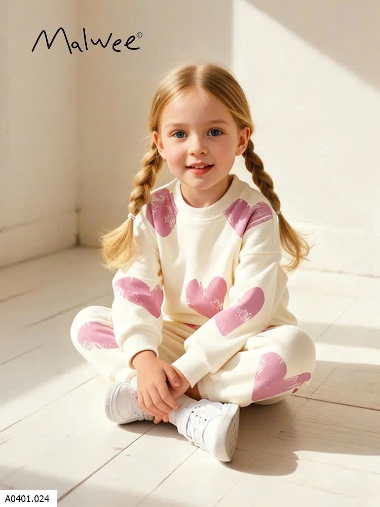 SET NỈ TRÁI TIM XINH CHO BG MALWE  Giá sỉ 165kk