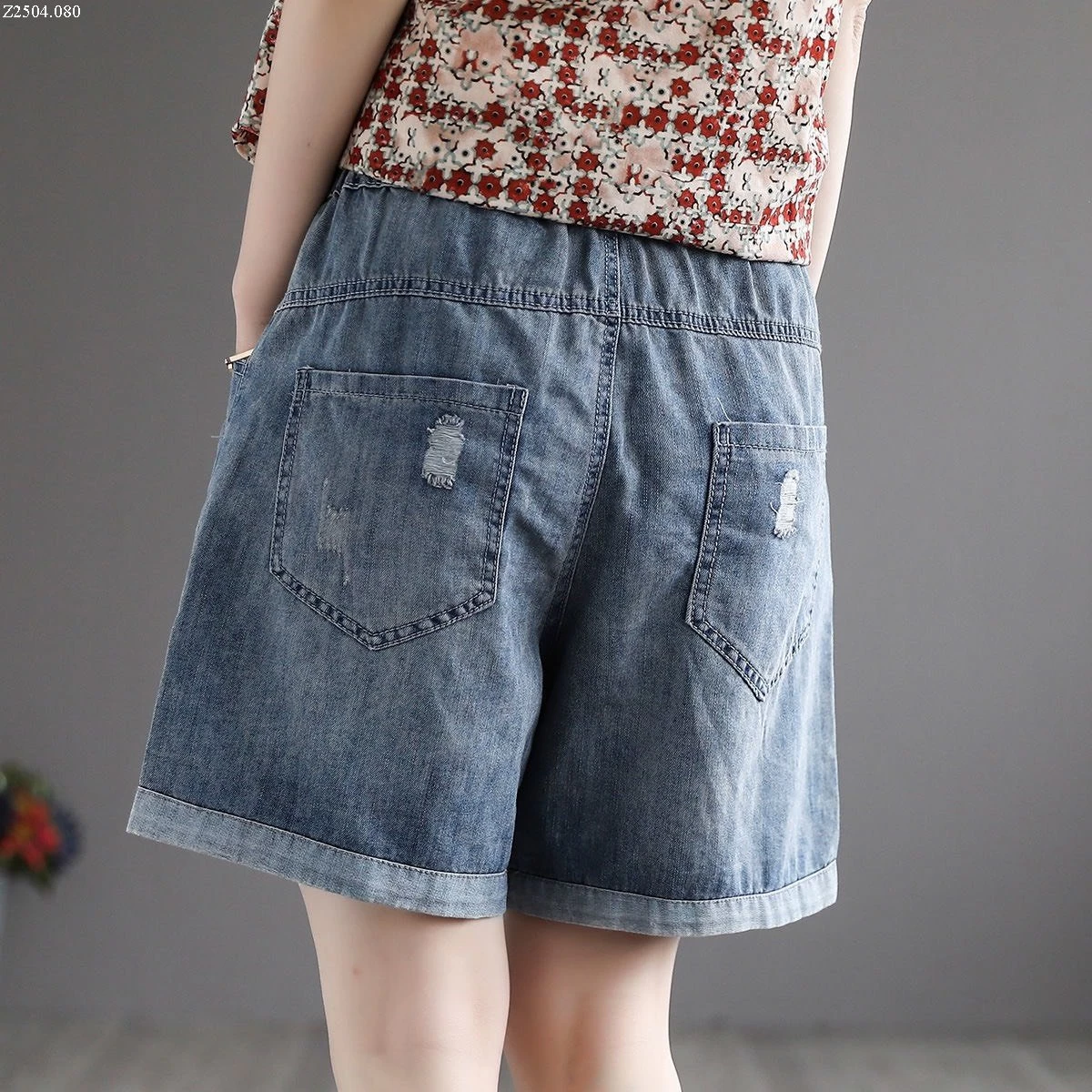 QUẦN SHORT JEAN THÊU ỐNG RỘNG Si 140 