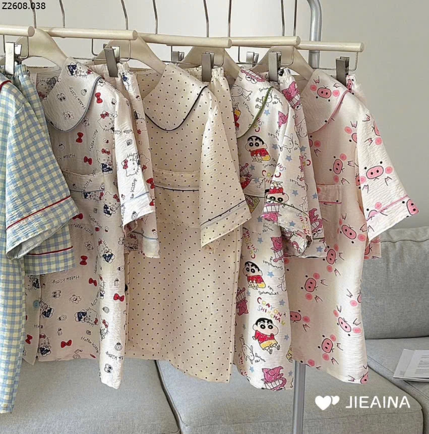 BỘ NGỦ PIJAMA CỘC TAY CHO NỮ    Si 129k