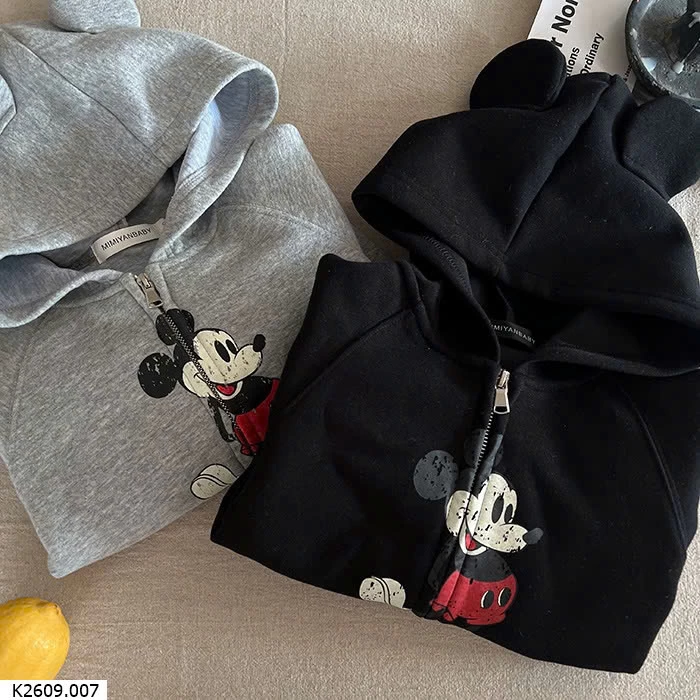 ÁO KHOÁC NỈ MICKEY KHOÁ KÉO SỈ 194k/c