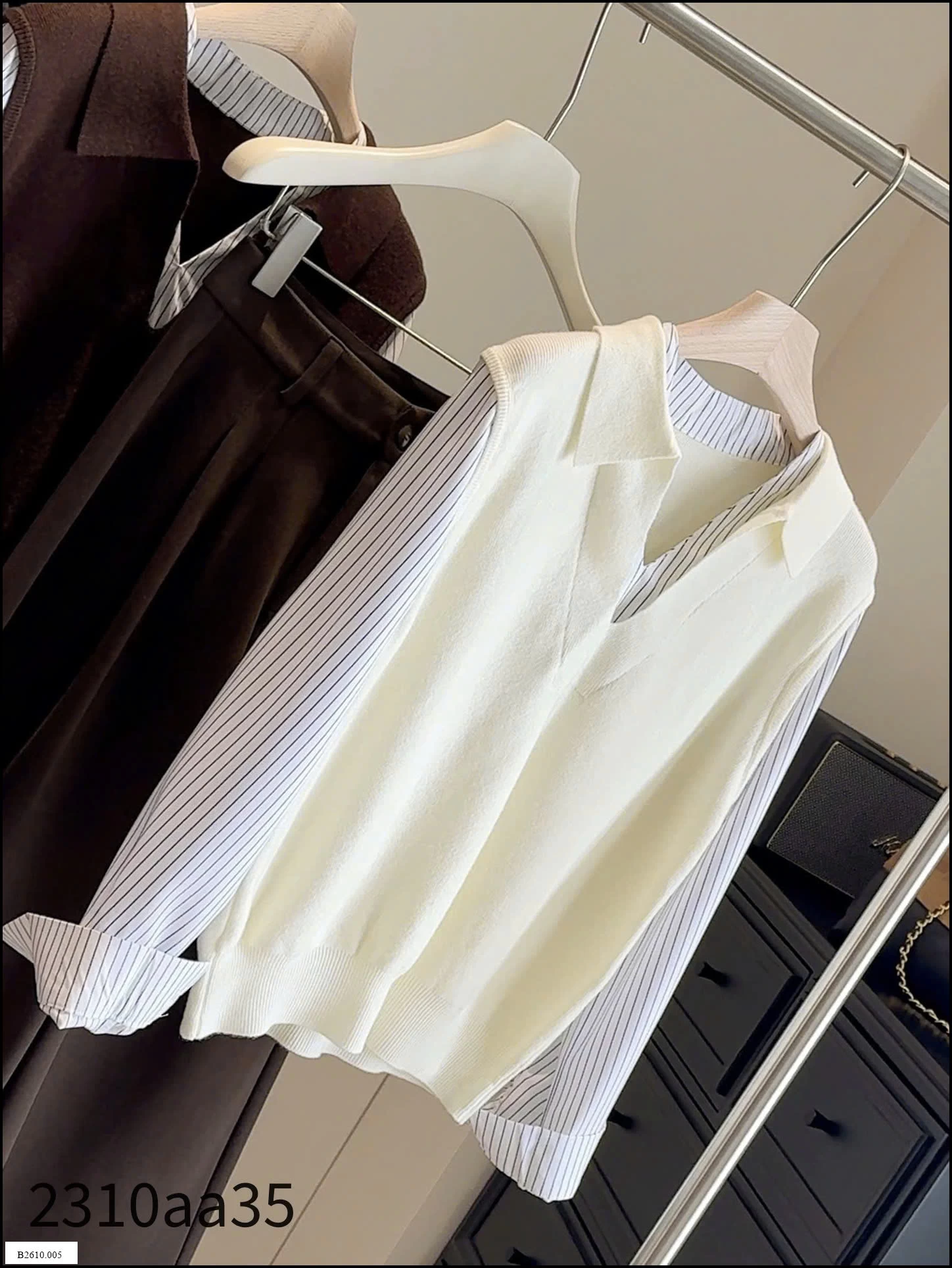 Áo len mix sơmi nhà ANNA  Giá sỉ 215k