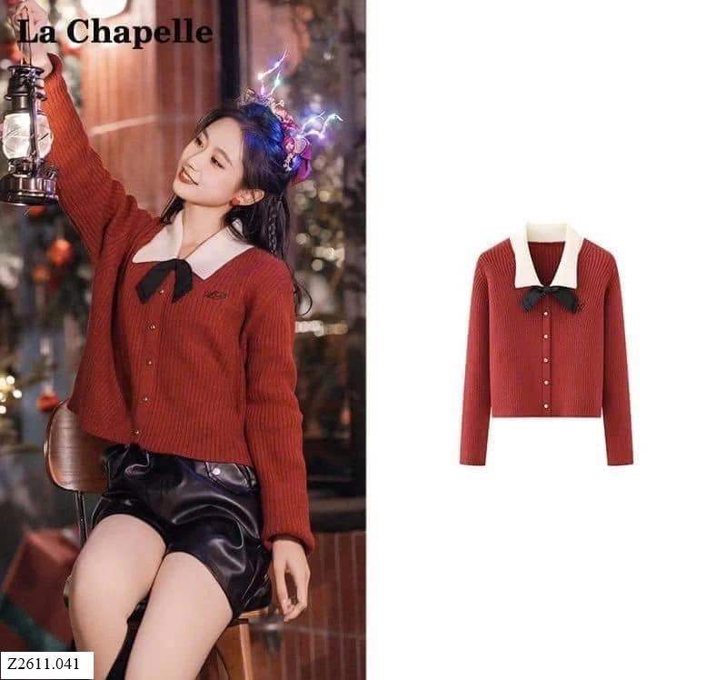 ÁO LEN CARDIGAN KÈM NƠ Sỉ 269k