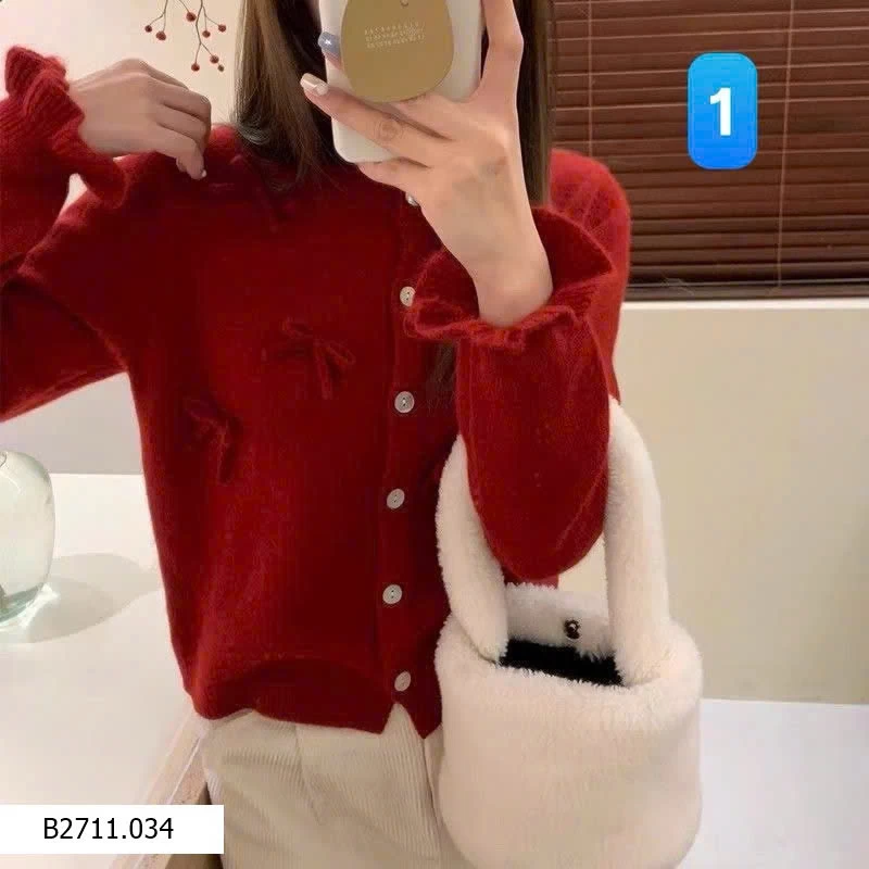 ÁO LEN CARDIGAN ĐÍNH NƠ   Giá sỉ 110k