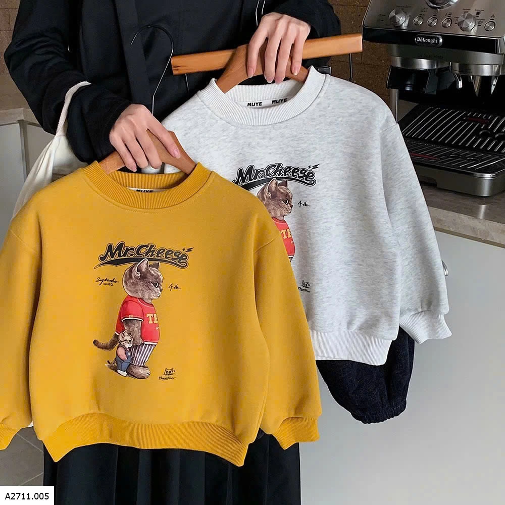 ÁO NỈ HÌNH MÈO CHO BÉ  Giá sỉ 132k