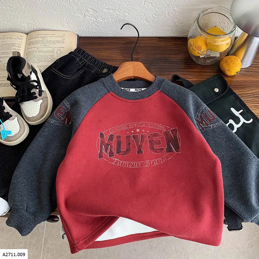 ÁO NỈ PHỐI MÀU LÓT LÔNG CHO BÉ  Giá sỉ 149k