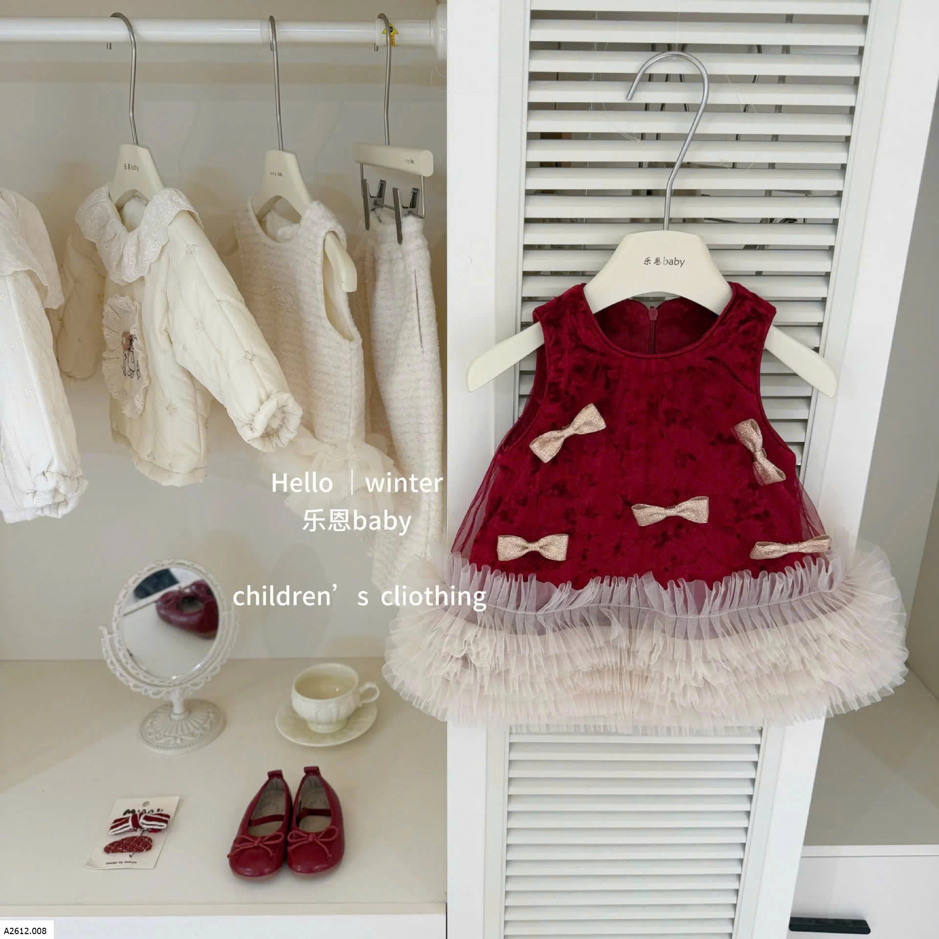 VÁY NHUNG NƠ PHỐI VOAN BÈO  Giá sỉ 273k