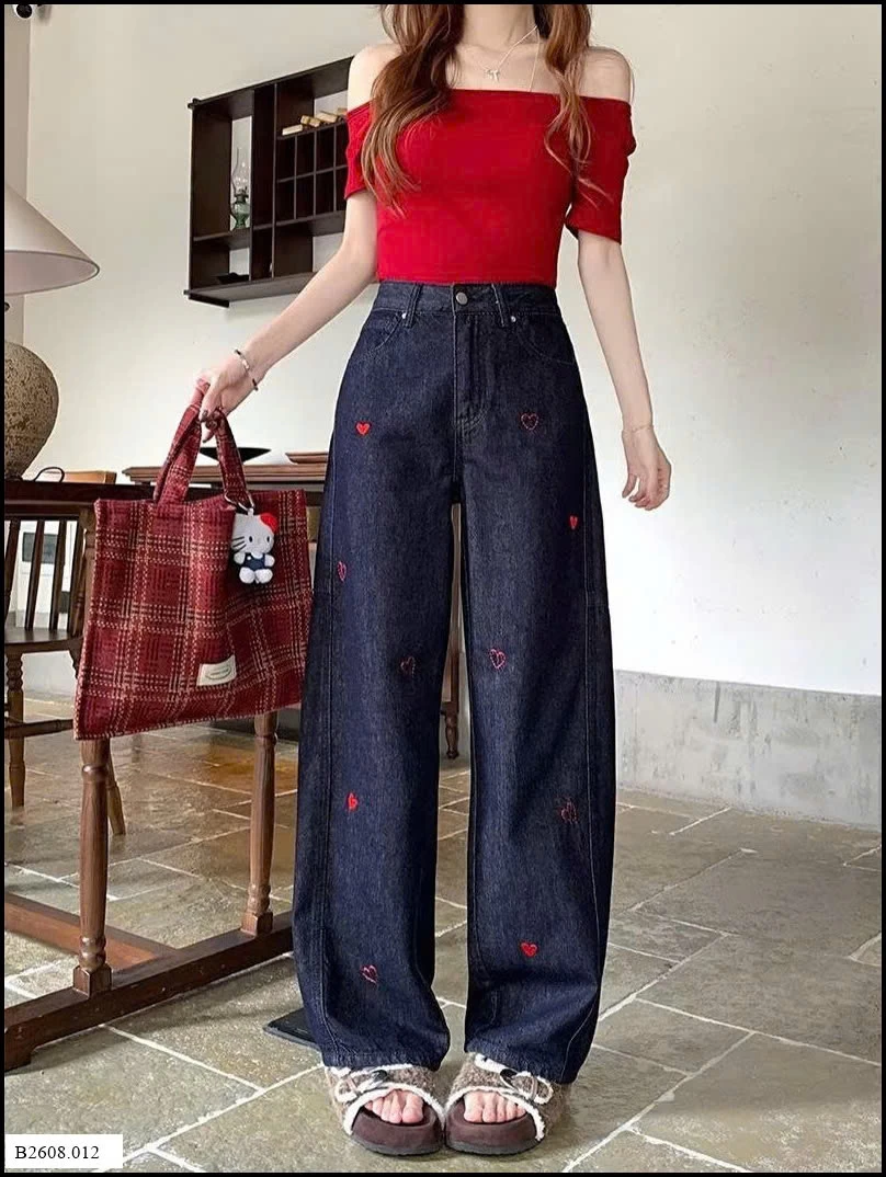 QUẦN JEAN THÊU TIM NỮ    Giá sỉ 155k