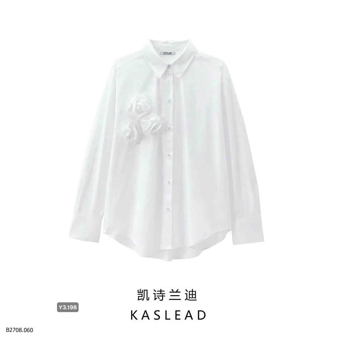 Áo sơ mi poplin họa tiết hoa KASLEAD   Giá sỉ 195k