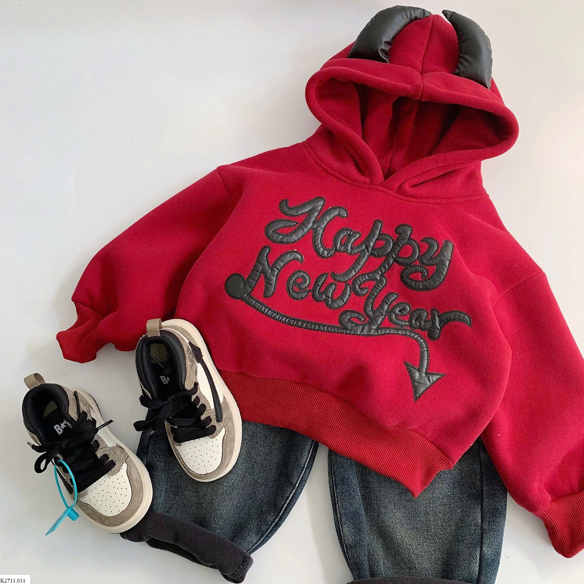 ÁO NỈ HOODIE SỪNG ĐỎ LÓT LÔNG Sỉ 146k