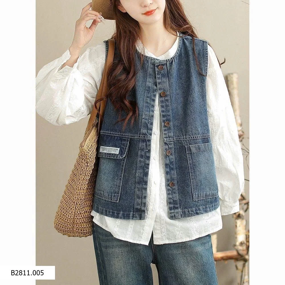 ÁO GILE DENIM DÁNG RỘNG CHO NỮ   Giá sỉ 165k