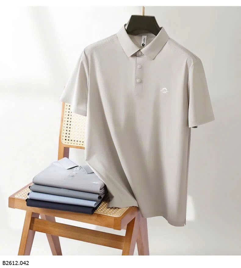 ÁO POLO NAM TRƠN MÀU LOGO NỔI  Giá sỉ 222k