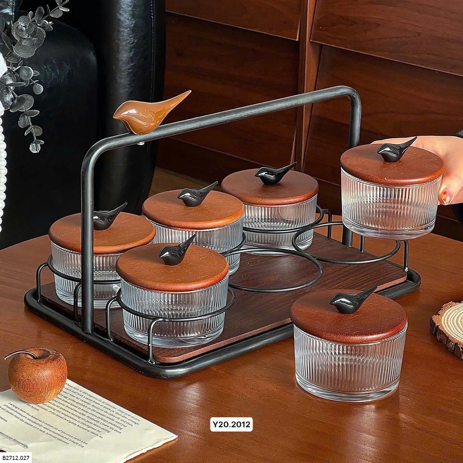 Set hũ thuỷ tinh nắp gỗ  Giá sỉ 420k