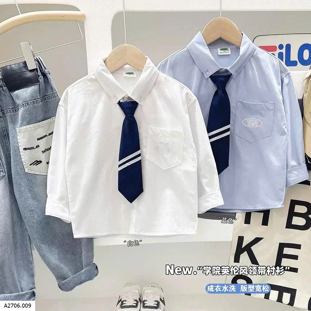  ÁO SƠ MI DÀI TAY KÈM CÀ VẠT KACADY  Sỉ 126k