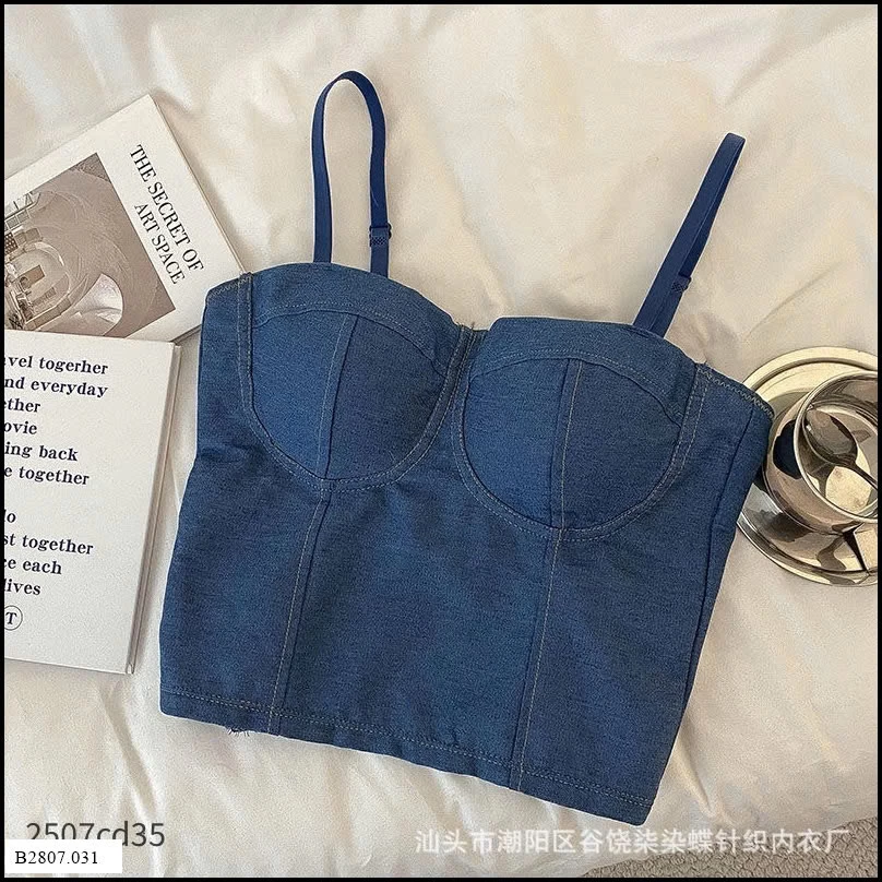 ÁO CROPTOP DENIM MỎNG 2 DÂY Giá sỉ 75k 
