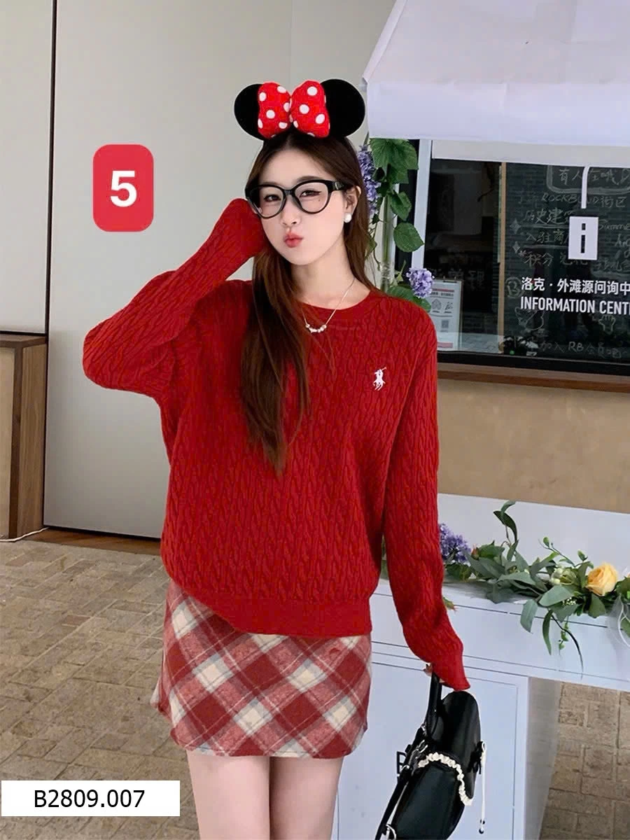 ÁO LEN THÊU NGỰA CỔ TRÒN NỮ Giá sỉ 90ka