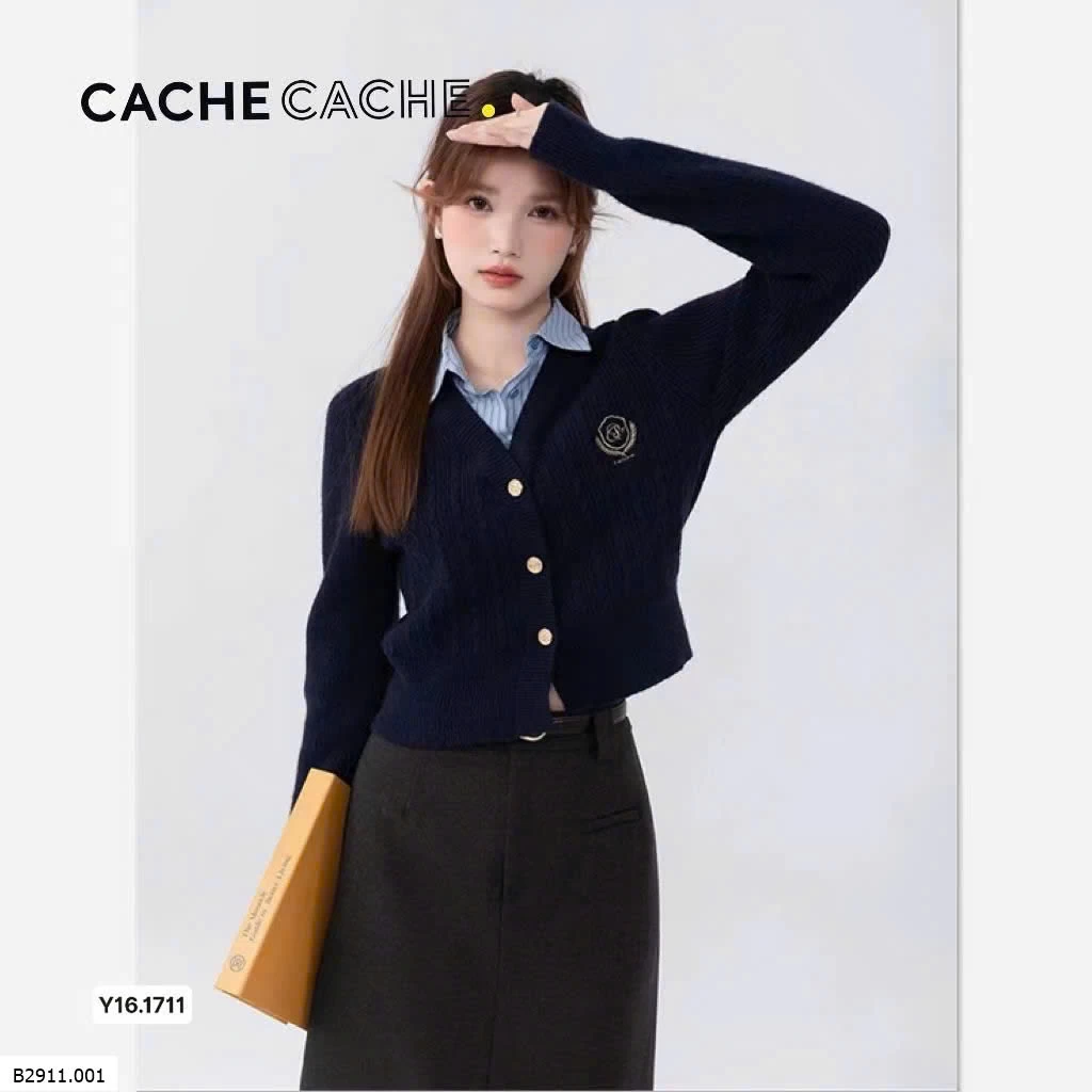 ÁO LEN PHỐI CỔ SƠ MI CACHE  Giá sỉ 255k