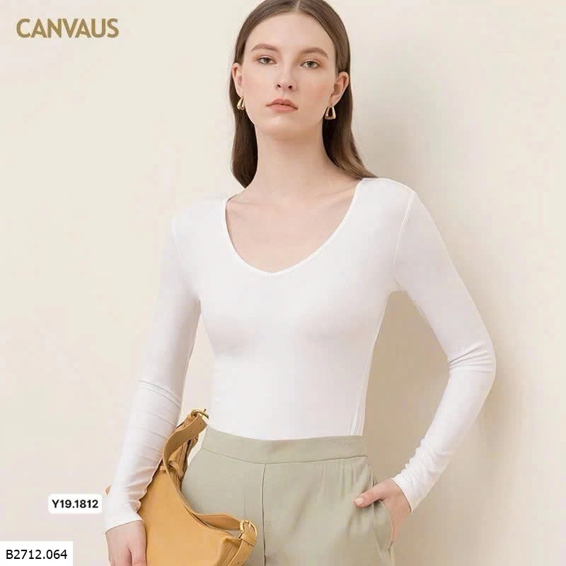 ÁO CANVAUS CỔ V TAY DÀI TAY Giá sỉ 150k